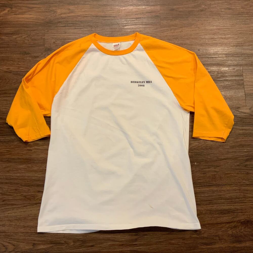 UC Berkeley MBA 2008 Raglan T-Shirt XL Anvil Gold Bear Graphic